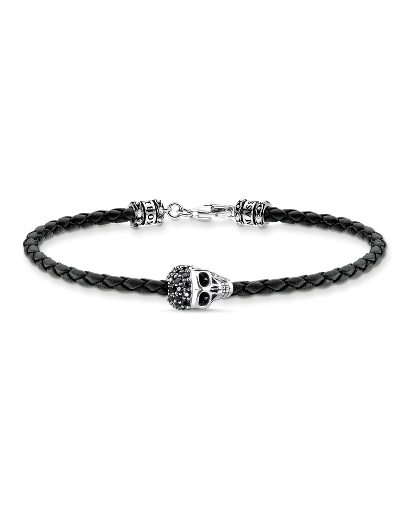 Thomas Sabo Herren Armband Totenkopf silber, Sterlingsilber Schwarz