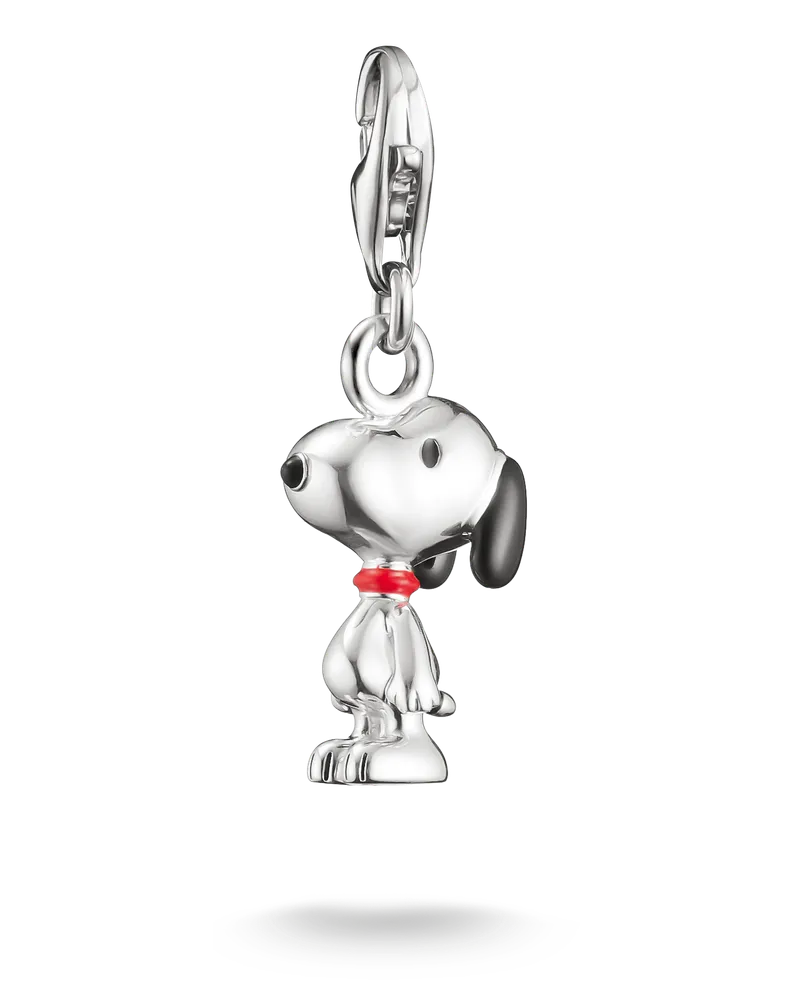Thomas Sabo Herren Charm-Anhänger Snoopy PEANUTS Original Silber, Sterlingsilber, Charm Club Collection Rot
