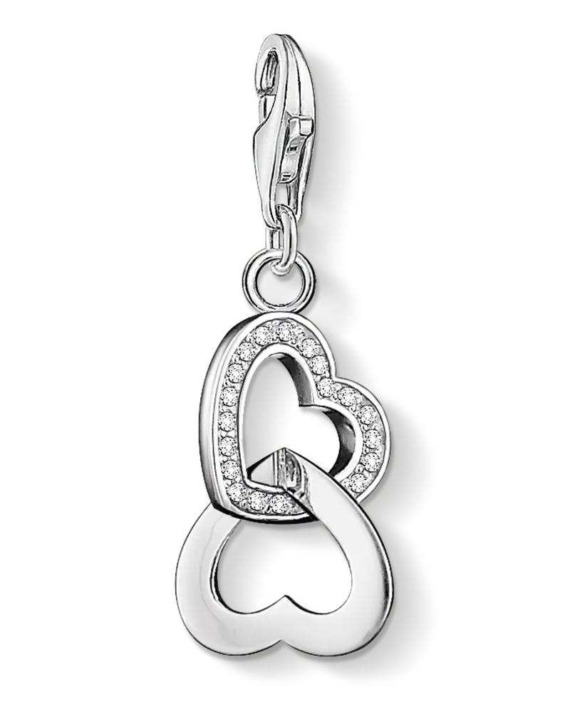 Thomas Sabo Damen Charm-Anhänger Herzen, Sterlingsilber, Charm Club Collection Silberfarben