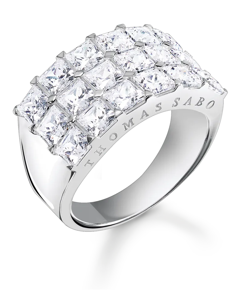 Thomas Sabo Damen Ring weiße Steine Pavé silber, Sterlingsilber Silberfarben
