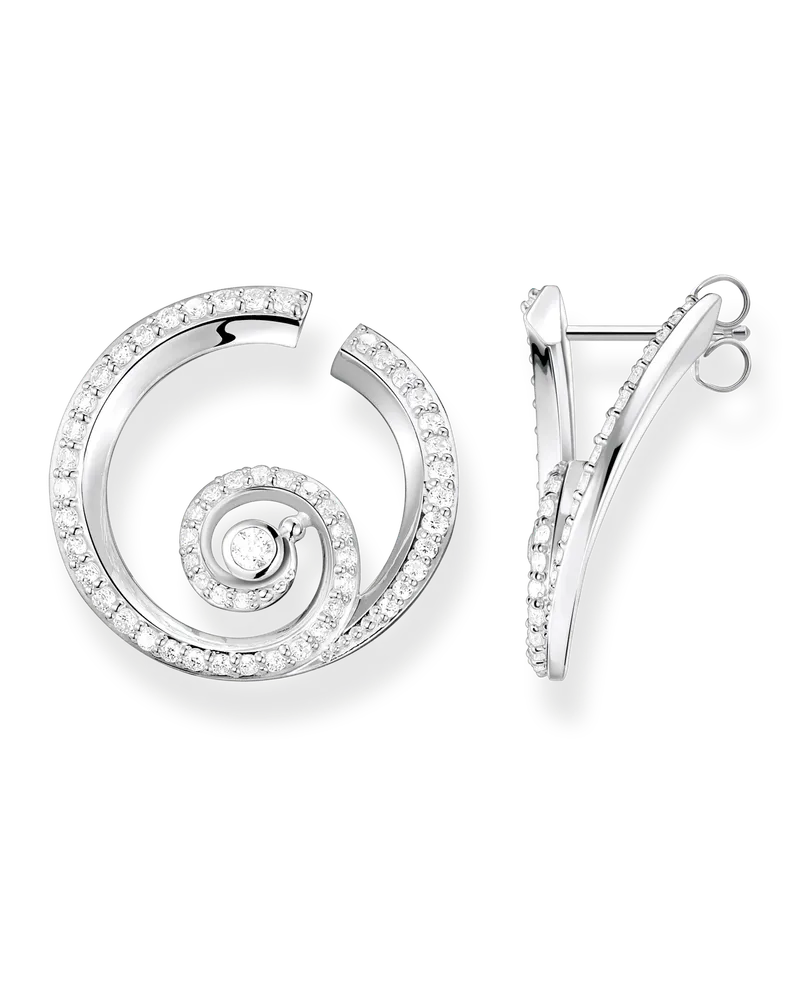 Thomas Sabo Damen Ohrstecker Welle mit Steinen, Sterlingsilber Silberfarben
