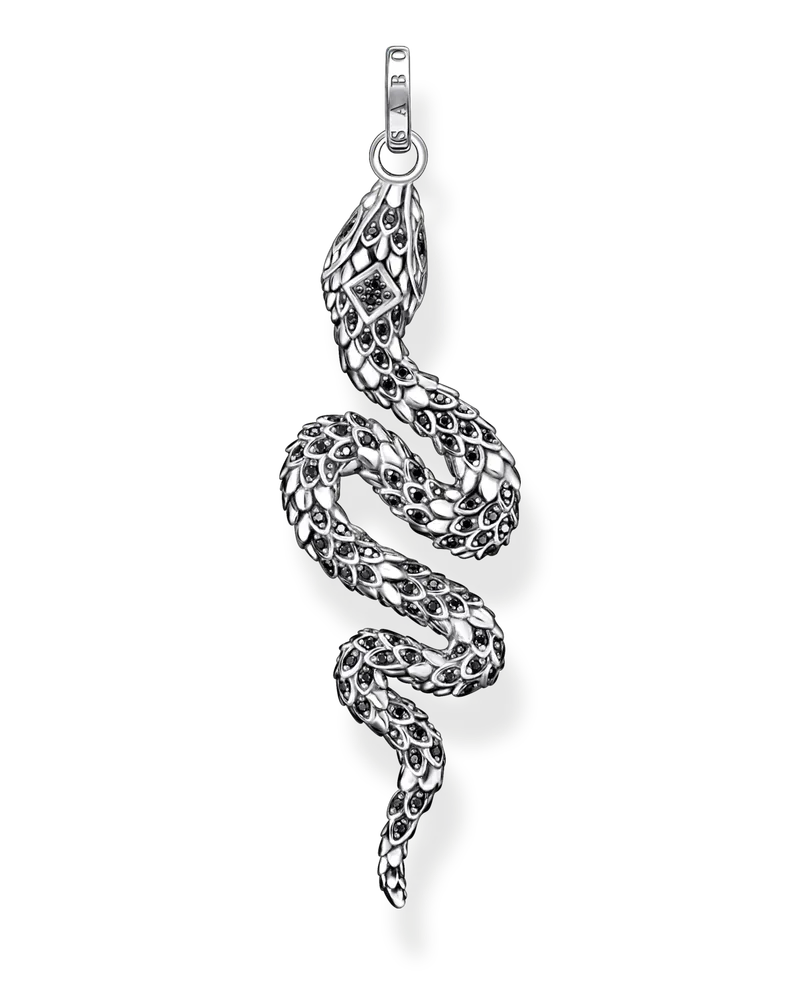 Thomas Sabo Herren Anhänger geschwärzt Schlange, Sterlingsilber Schwarz