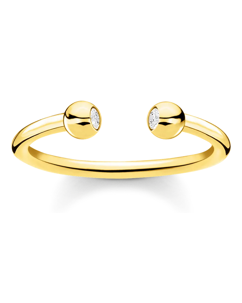 Thomas Sabo Damen Ring Kugeln mit Steinen gold, Sterlingsilber Gelbgold vergoldet, Charming Collection Gelbgoldfarben