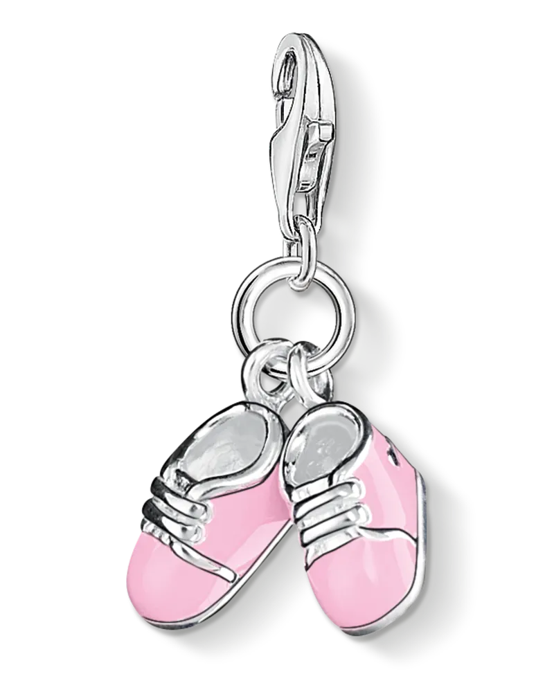 Thomas Sabo Damen Charm-Anhänger Rosa Babyschuhe, Sterlingsilber, Charm Club Collection Pink