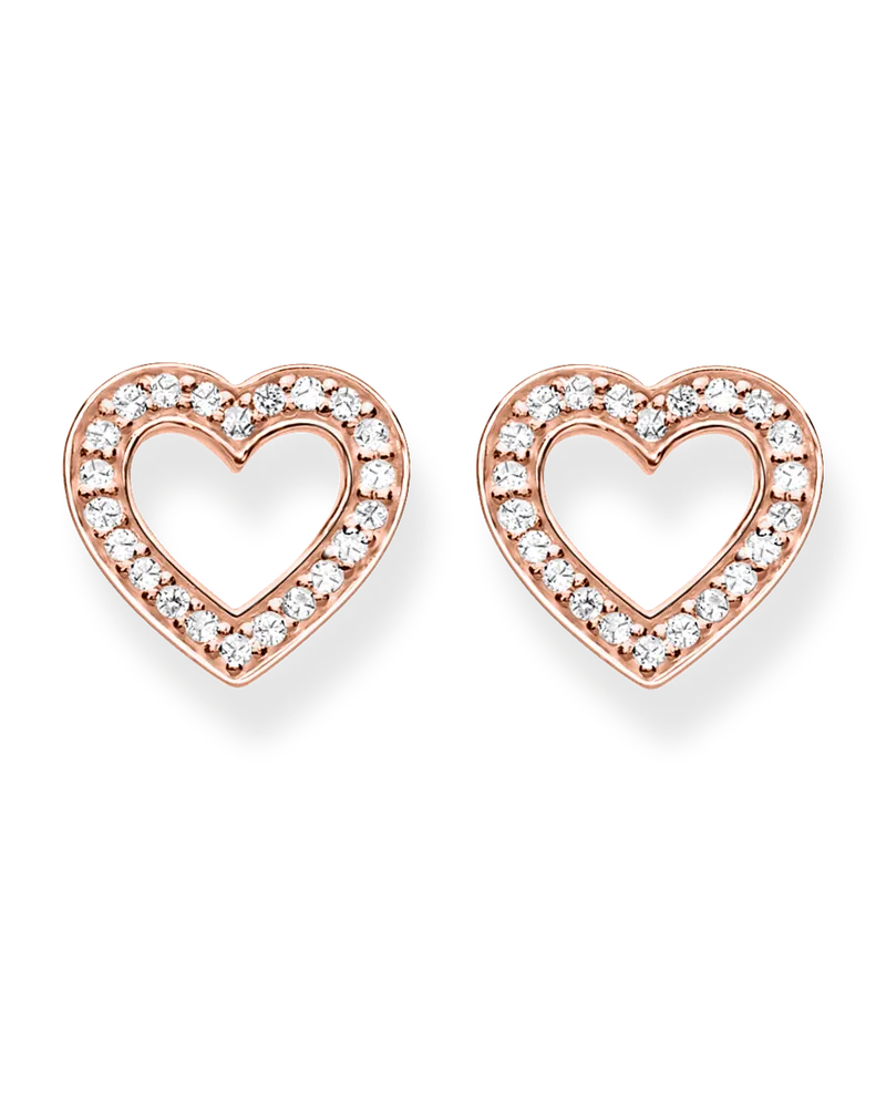 Thomas Sabo Damen Ohrstecker Herzen groß, Sterlingsilber Roségold vergoldet Roségoldfarben