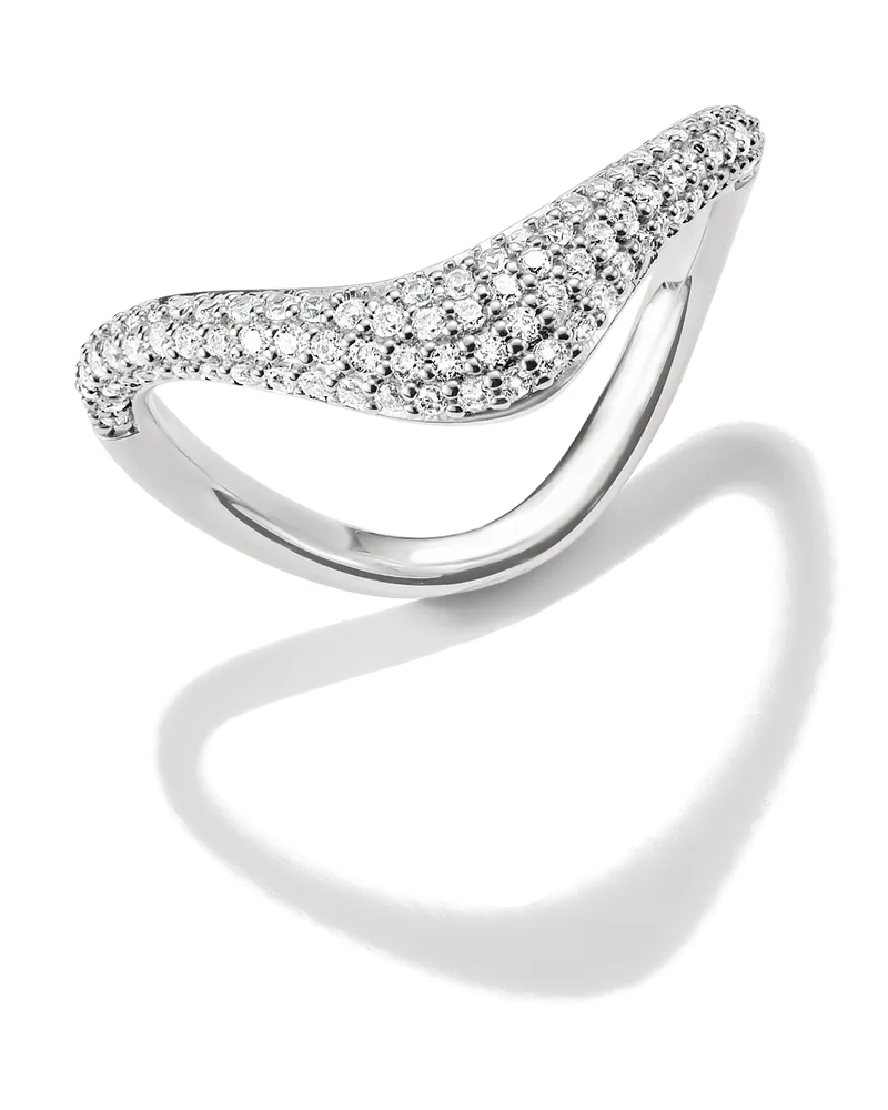 Thomas Sabo Damen Ring in Wellenform mit weißem Zirkonia, Sterlingsilber Silberfarben