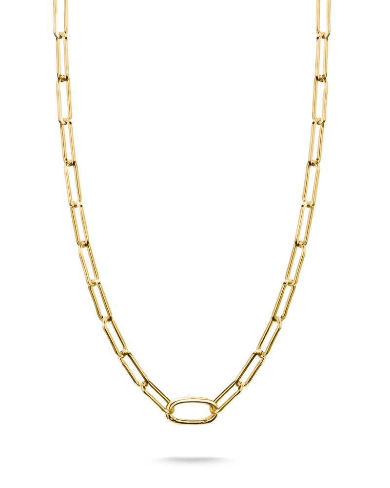 Thomas Sabo Damen Charm-Kette Paperclip mit einem Connect Link vergoldet, Sterlingsilber Gelbgold vergoldet Gelbgoldfarben