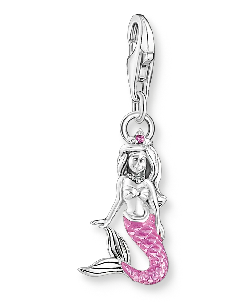 Thomas Sabo Damen Charm-Anhänger kleine Meerjungfrau Silber, Sterlingsilber, Charm Club Collection Rot
