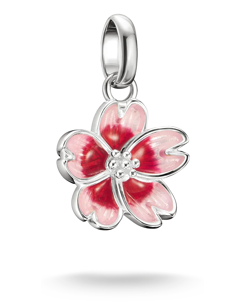 Thomas Sabo Damen Charm-Anhänger Kirschblüte Connect Silber, Sterlingsilber, Charm Club Collection Pink