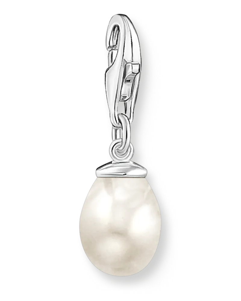 Thomas Sabo Damen Charm-Anhänger weiße Perle Silber, Sterlingsilber, Charm Club Collection Silberfarben