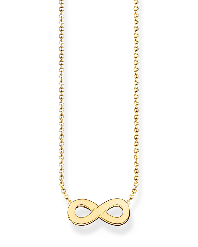 Thomas Sabo Damen Kette mit Infinity-Anhänger vergoldet, Sterlingsilber Gelbgold vergoldet, Charming Collection Gelbgoldfarben
