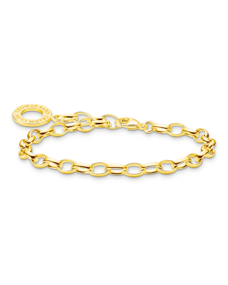 Thomas Sabo Damen Charm-Armband klassisch vergoldet, Sterlingsilber Gelbgold vergoldet, Charm Club Collection Gelbgoldfarben