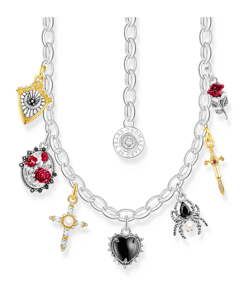 Thomas Sabo Damen Kette mit Anhängern True Romance Silber, Sterlingsilber Gelbgoldfarben