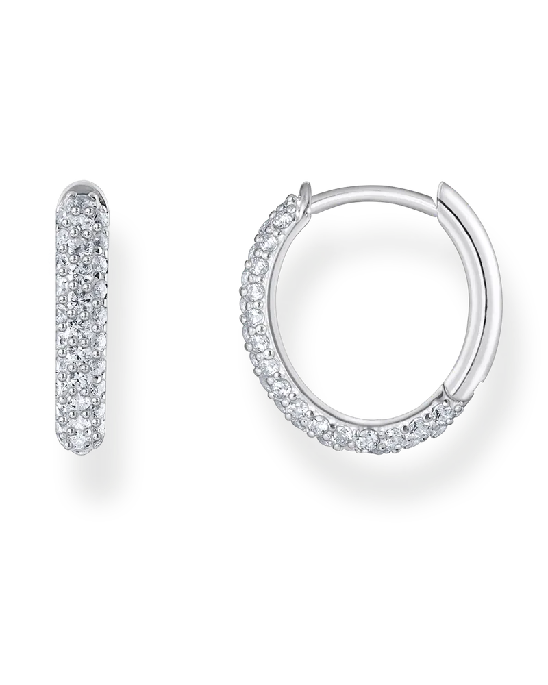 Thomas Sabo Damen Creolen mit weißem Zirkonia-Pavé Silber, Sterlingsilber Silberfarben