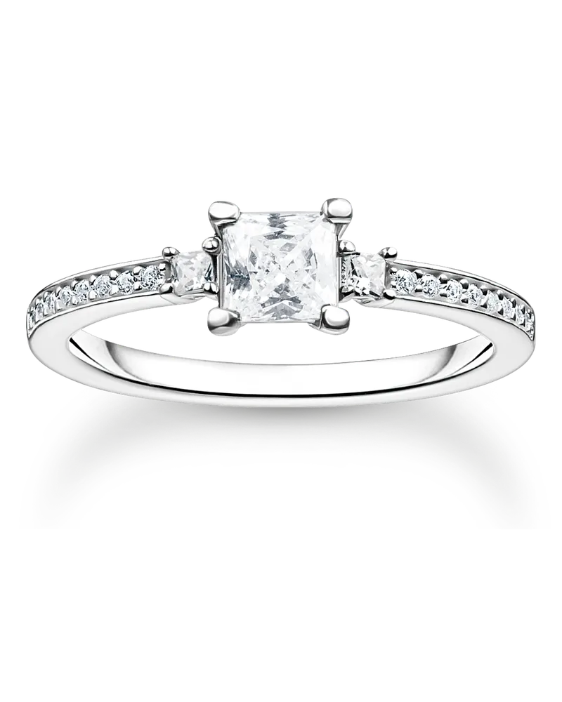 Thomas Sabo Damen Ring Pavé weißer Stein silber, Sterlingsilber, Charming Collection Silberfarben