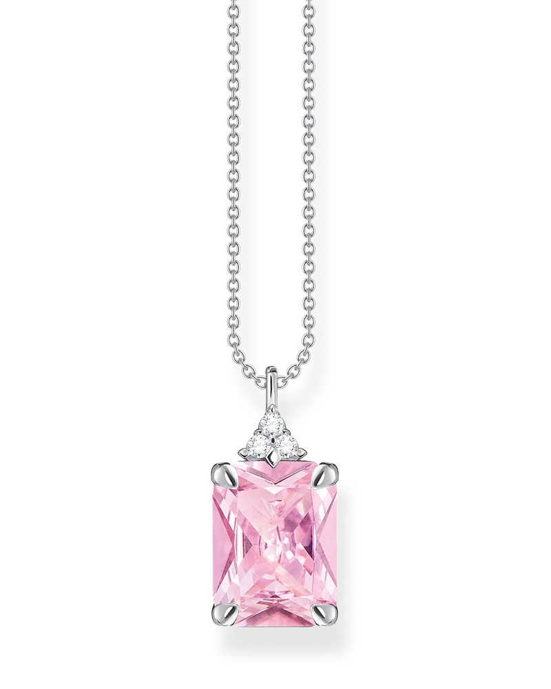 Thomas Sabo Damen Kette mit pinken und weißen Steinen Silber, Sterlingsilber Pink