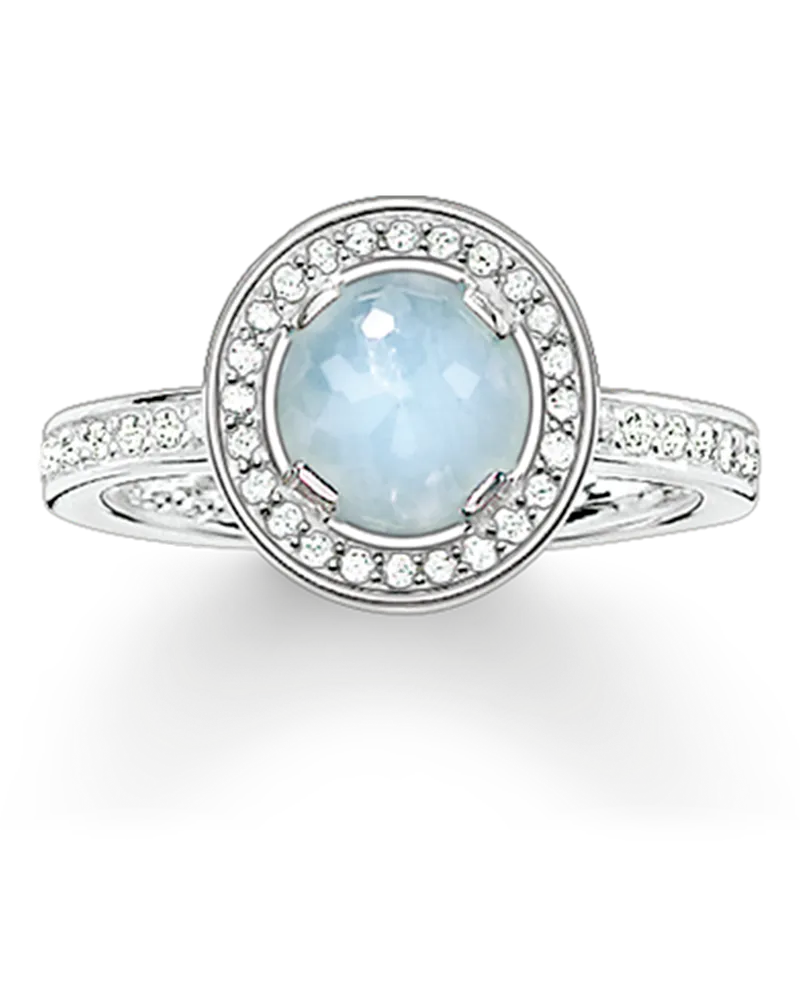 Thomas Sabo Damen Solitärring Light of Luna hellblau, Sterlingsilber Hellblau