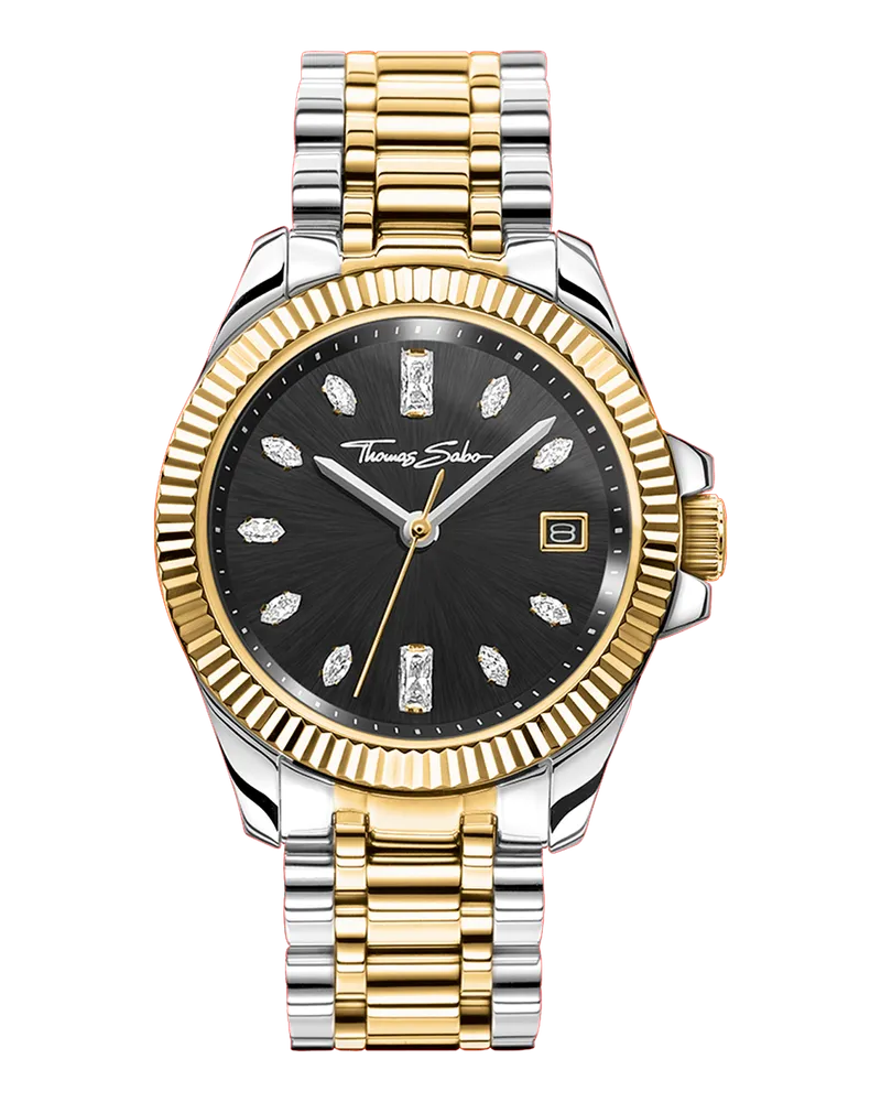 Thomas Sabo Damen Damenuhr Divine bicolor, Edelstahl Gelbgoldfarben