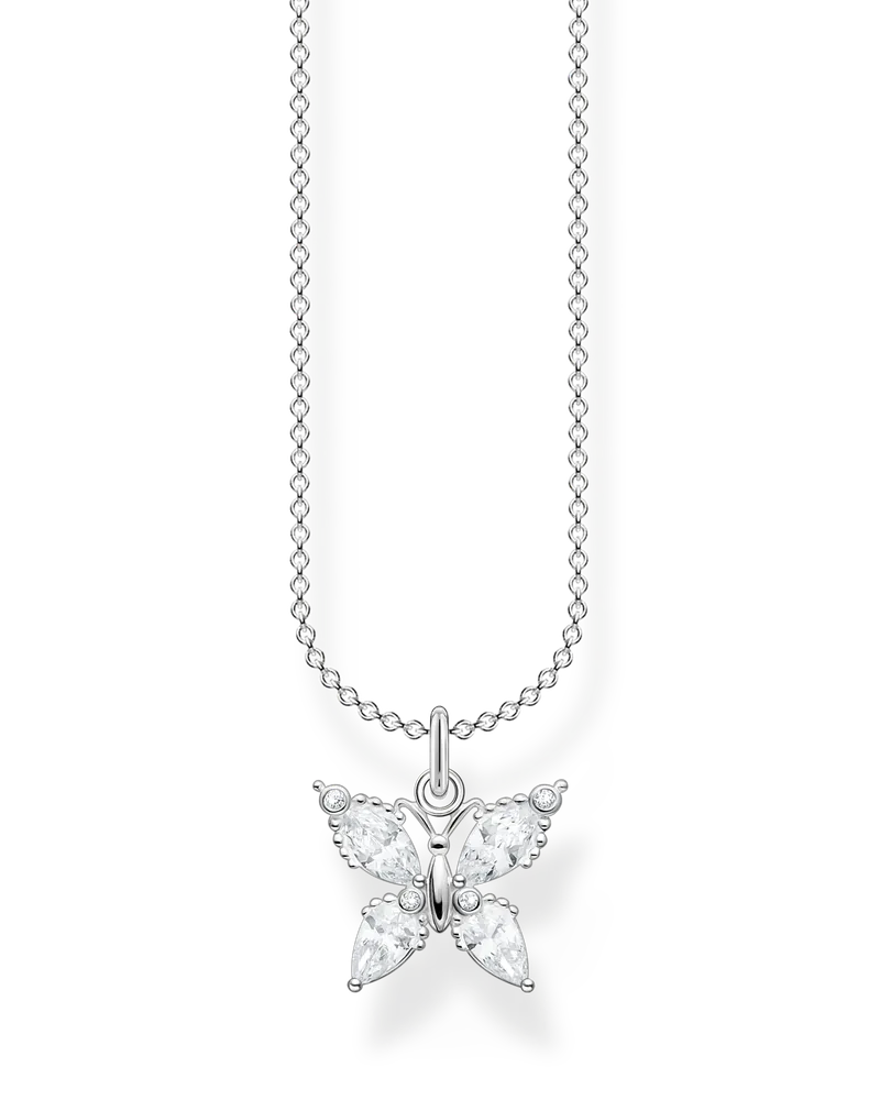 Thomas Sabo Damen Kette Schmetterling weiße Steine, Sterlingsilber, Charming Collection Silberfarben