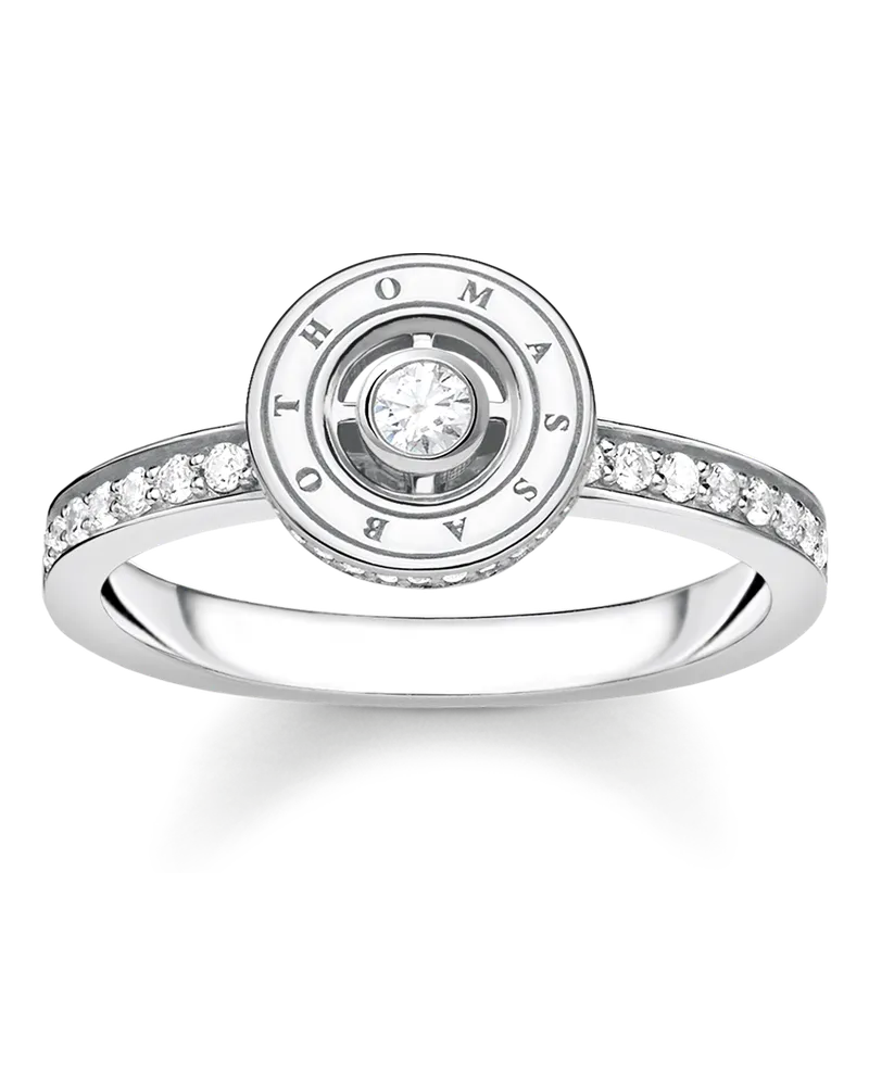 Thomas Sabo Damen Ring Kreis mit weißen Steinen Pavé Silber, Sterlingsilber Silberfarben