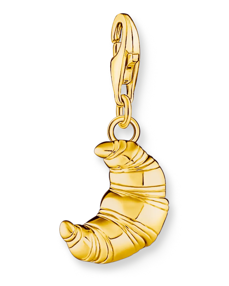 Thomas Sabo Damen Charm-Anhänger Croissant vergoldet, Sterlingsilber Gelbgold vergoldet, Charm Club Collection Gelbgoldfarben