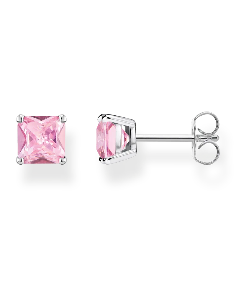 Thomas Sabo Damen Ohrstecker mit pinkem Stein Silber, Sterlingsilber Pink