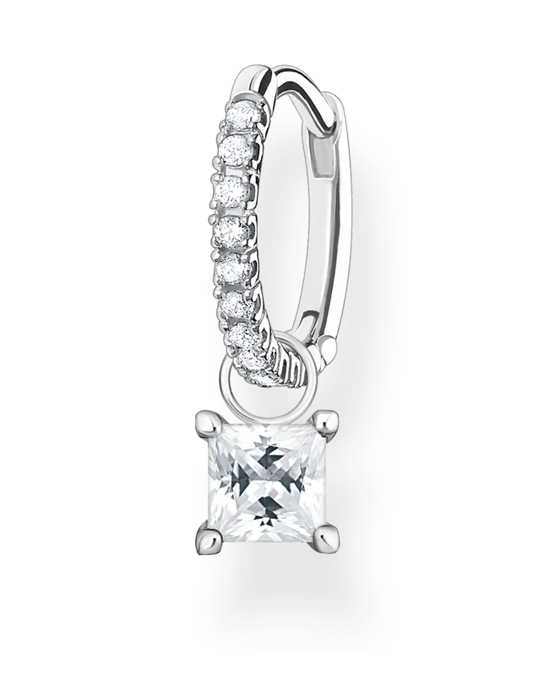 Thomas Sabo Damen Einzel Creole mit weißen Steinen silber, Sterlingsilber, Charming Collection Silberfarben