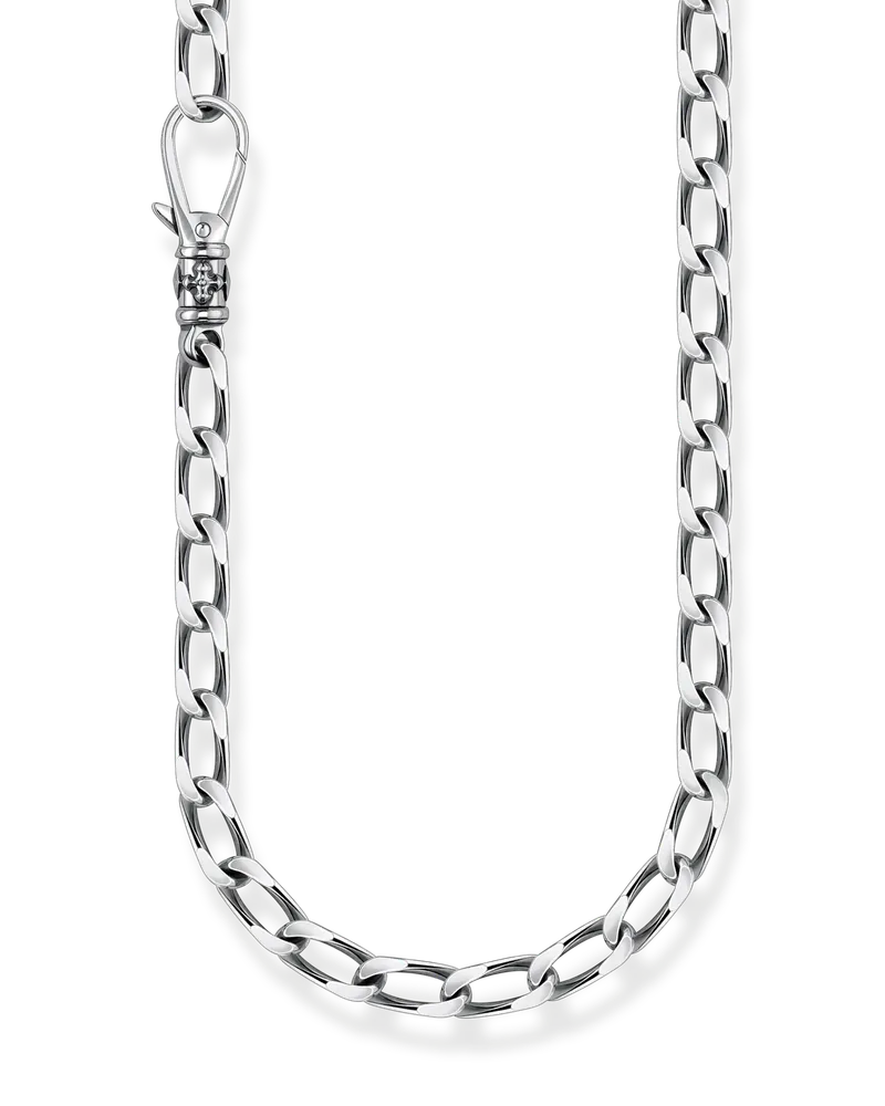 Thomas Sabo Herren Kette Glieder Kreuz silber Stärke 5 mm, Sterlingsilber geschwärzt Silberfarben