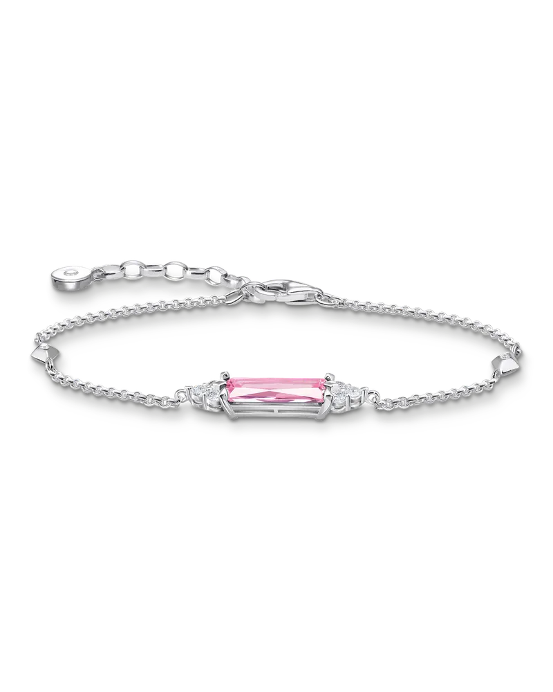 Thomas Sabo Damen Armband mit pinken und weißen Steinen Silber, Sterlingsilber Pink