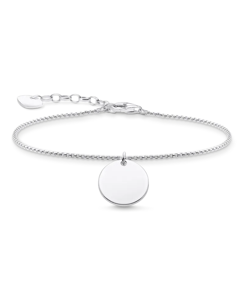 Thomas Sabo Damen Armband Coin silber mit Gravur, Sterlingsilber Silberfarben