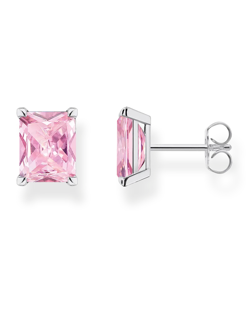 Thomas Sabo Damen Ohrstecker mit pinkem Stein Silber, Sterlingsilber Pink