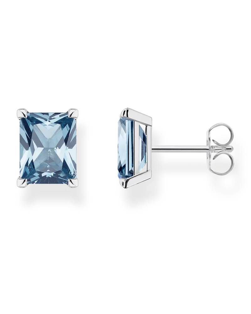 Thomas Sabo Damen Ohrstecker mit aqua Stein Silber, Sterlingsilber Hellblau