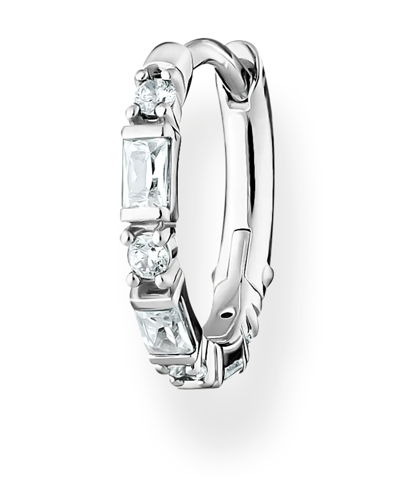 Thomas Sabo Damen Einzel Creole weiße Steine silber, Sterlingsilber, Charming Collection Silberfarben
