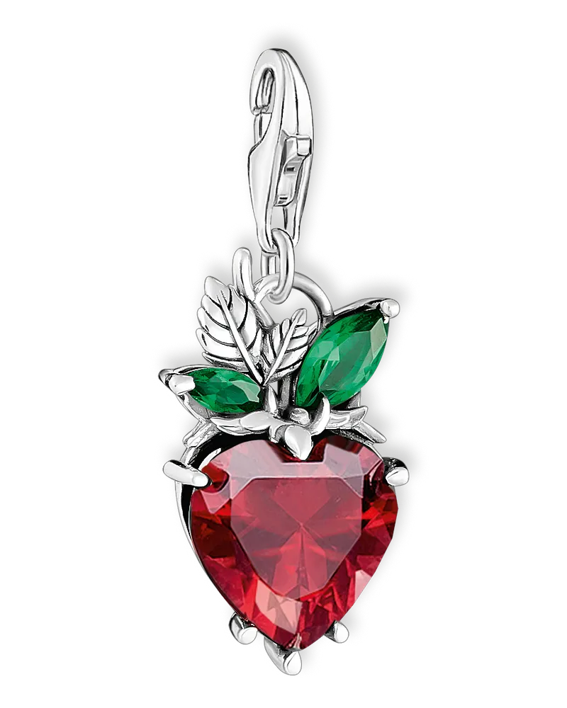 Thomas Sabo Damen Charm-Anhänger Erdbeere silber, Sterlingsilber, Charm Club Collection Grün