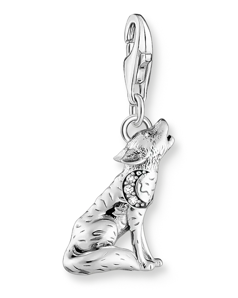 Thomas Sabo Damen Charm-Anhänger heulender Wolf Silber, Sterlingsilber, Charm Club Collection Silberfarben