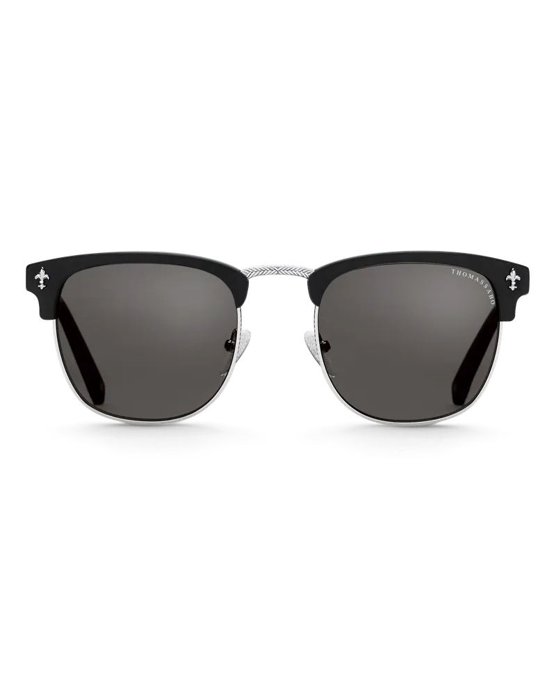 Thomas Sabo Herren Sonnenbrille James Trapez Lilie Polarisiert, Sterlingsilber Grau