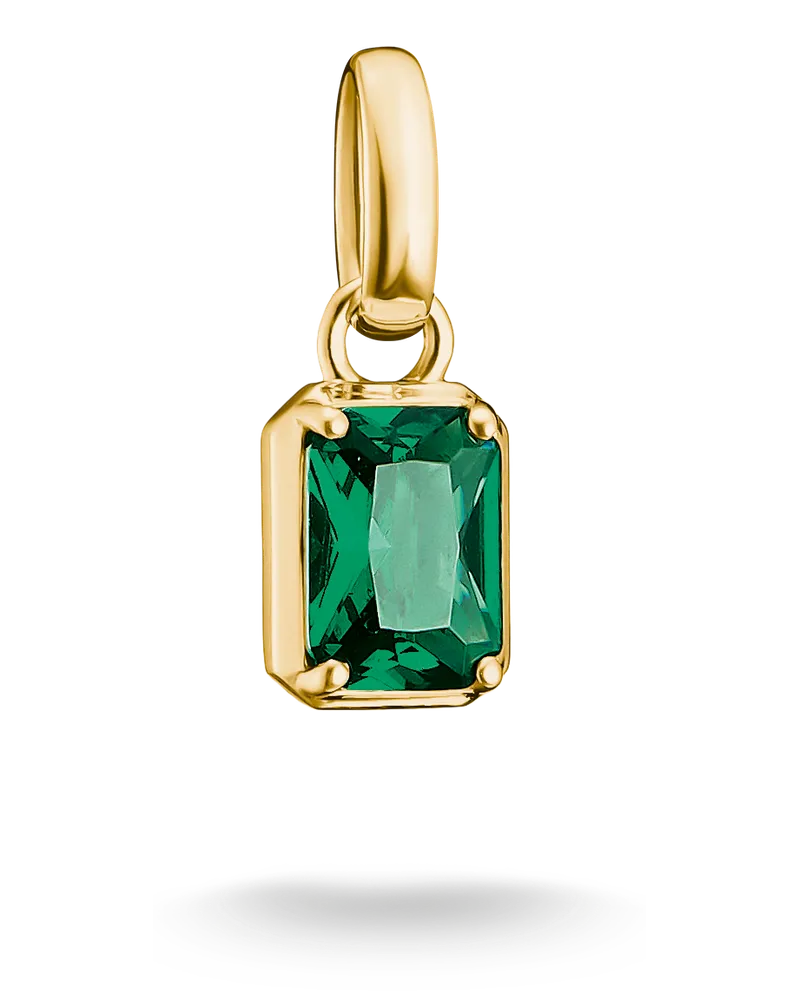 Thomas Sabo Charm Geburtsstein Mai – Connect dunkelgrün CC1333-M01-34 Gelbgoldfarben