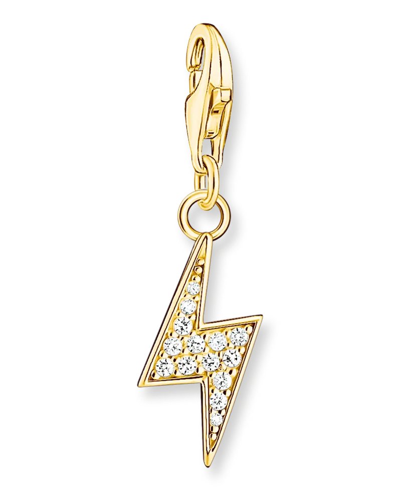 Thomas Sabo Damen Charm-Anhänger Blitz gold, Sterlingsilber Gelbgold vergoldet, Charm Club Collection Weiß