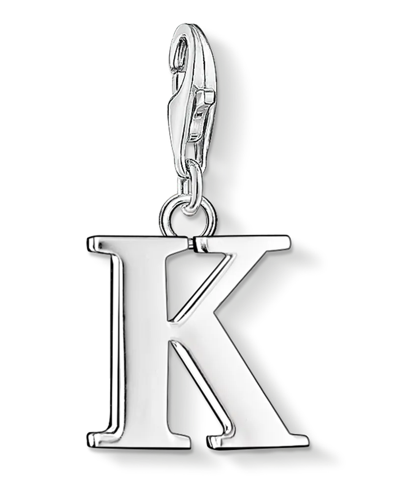 Thomas Sabo Damen Charm-Anhänger Buchstabe K, Sterlingsilber, Charm Club Collection Silberfarben