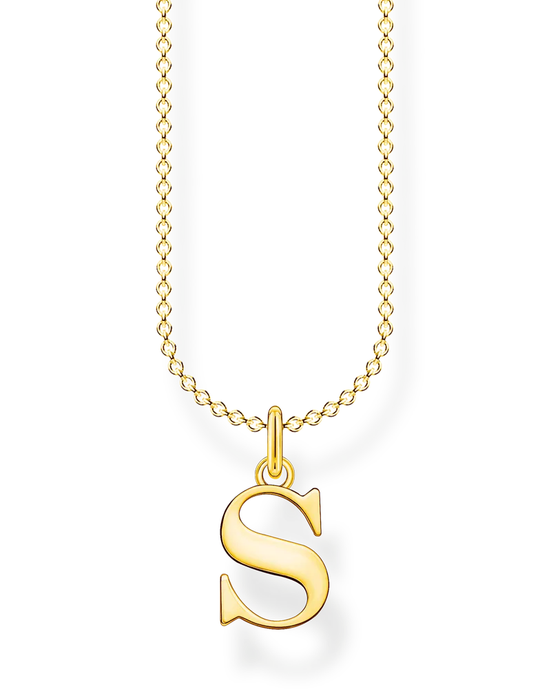 Thomas Sabo Damen Kette Buchstabe S gold, Sterlingsilber Gelbgold vergoldet, Charming Collection Gelbgoldfarben