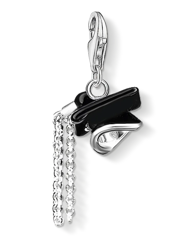 Thomas Sabo Damen Charm-Anhänger Doktorhut, Sterlingsilber, Charm Club Collection Schwarz
