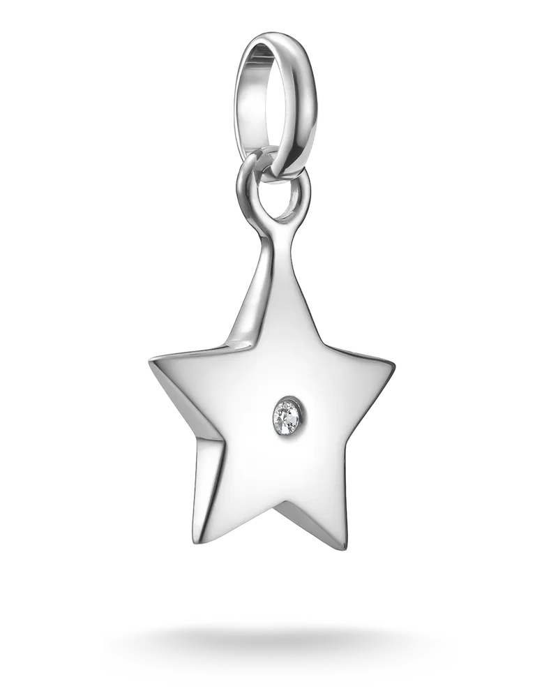 Thomas Sabo Damen Charm-Anhänger Stern mit weißem Stein Connect Silber, Sterlingsilber Silberfarben