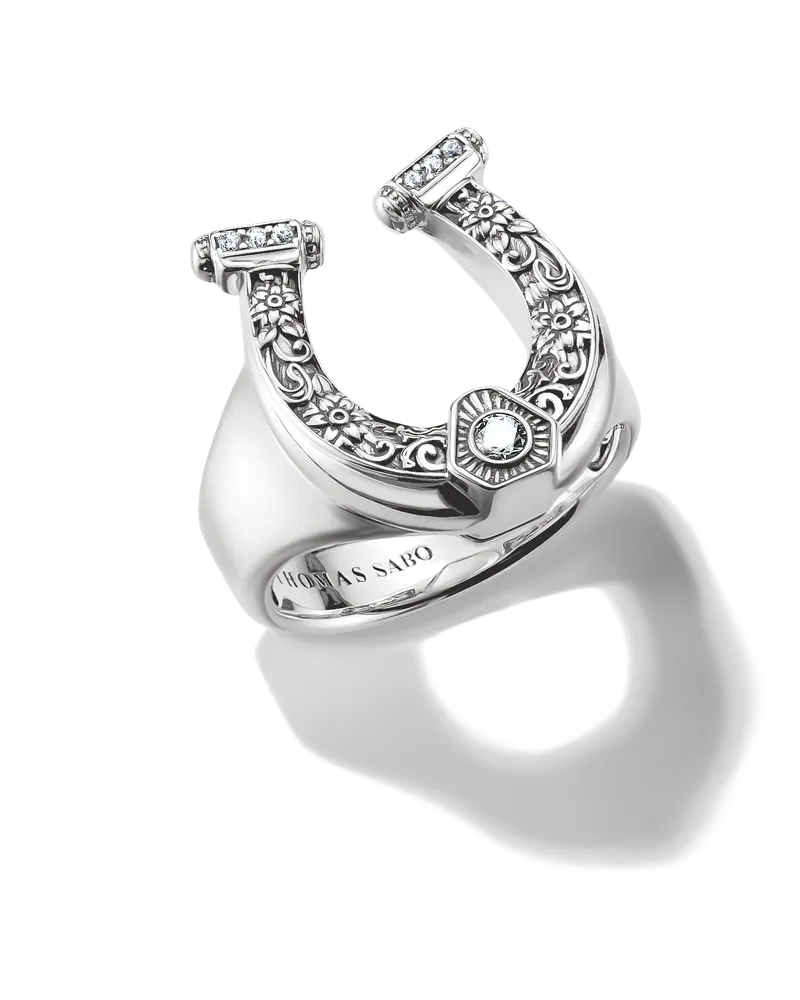 Thomas Sabo Damen Ring Hufeisen Elyndra geschwärtzt Silber, Sterlingsilber Silberfarben