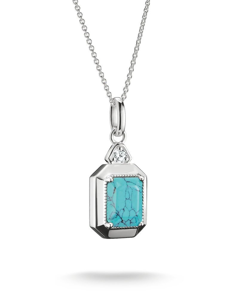 Thomas Sabo Damen Kette Oktagon mit imitiertem Türkis Elyndra Silber, Sterlingsilber Silberfarben
