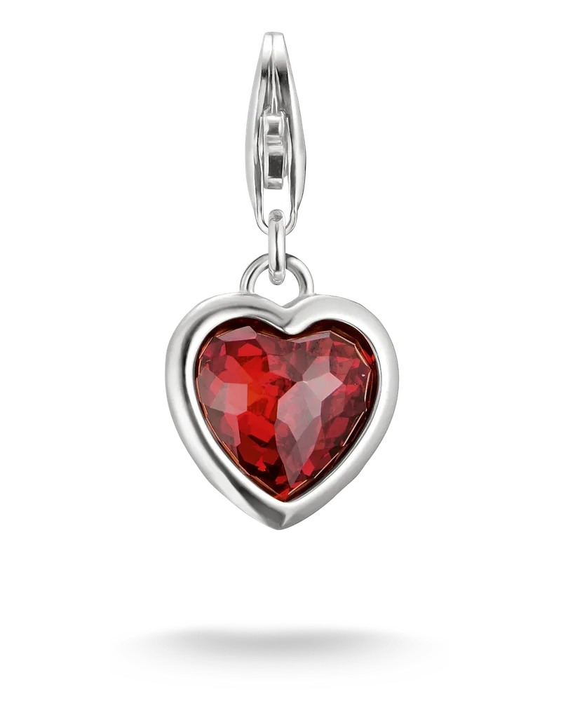 Thomas Sabo Damen Charm-Anhänger mit rotem Stein im Herzschliff Silber, Sterlingsilber, Charm Club Collection Rot