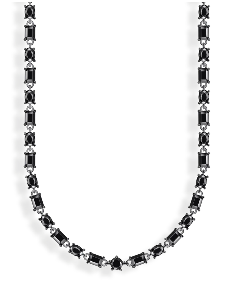 Thomas Sabo Damen Choker-Kette mit schwarzen Steinen Silber geschwärzt, Sterlingsilber Schwarz