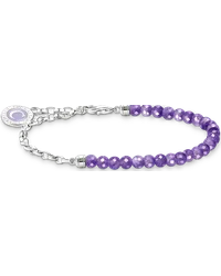 Thomas Sabo Member Charm-Armband mit Gliedern und imitiertem Amethyst Silber Silberfarben