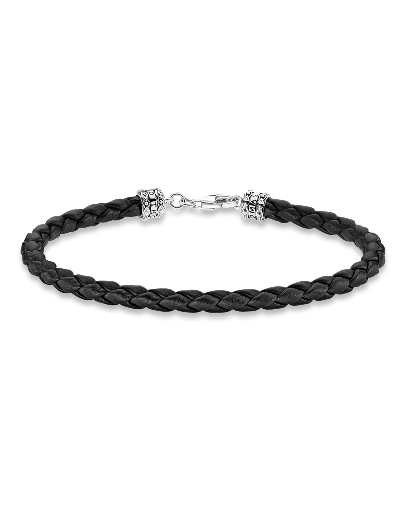 Thomas Sabo Herren Lederarmband schwarz, Sterlingsilber | Leder Schwarz