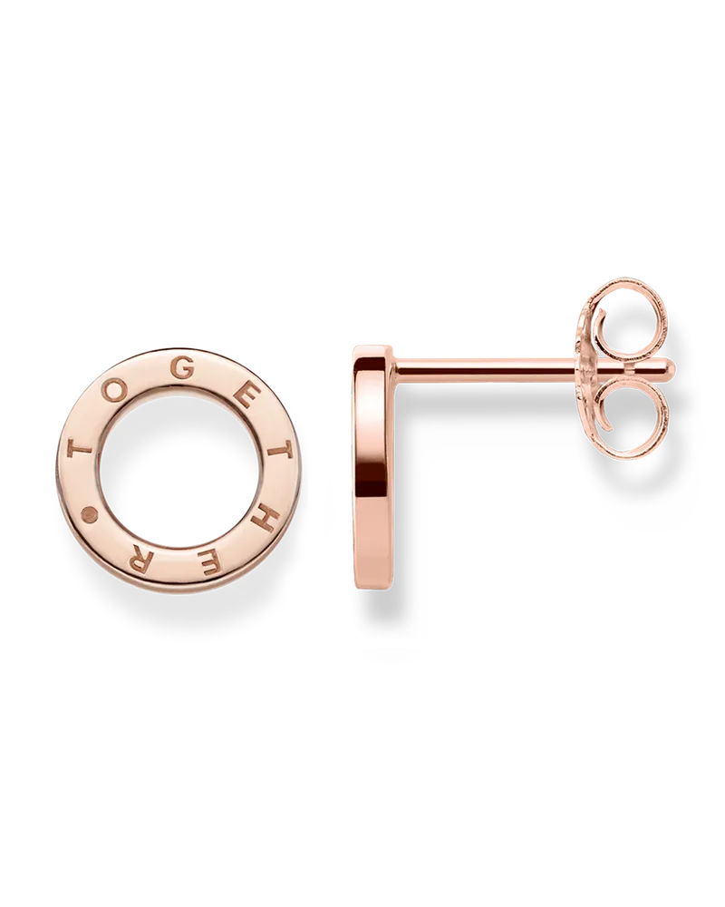 Thomas Sabo Damen Ohrstecker Kreise Together, Sterlingsilber Roségold vergoldet Roségoldfarben