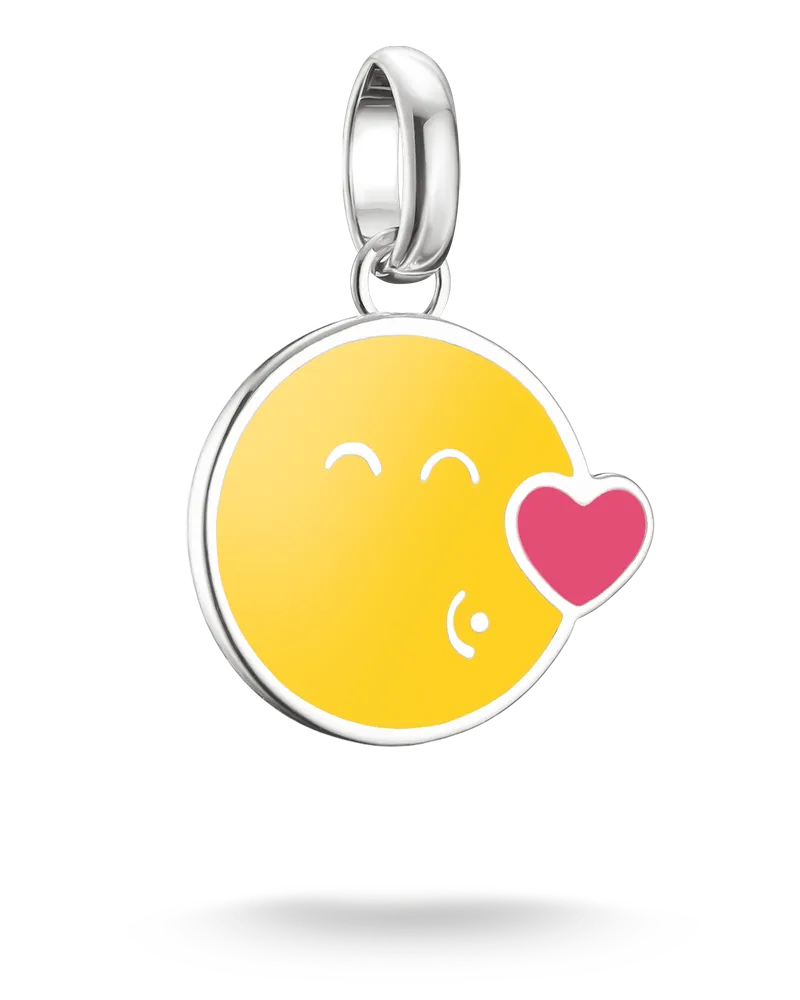 Thomas Sabo Damen SMILEYWORLD® Kiss Charm-Anhänger Connect Silber, Sterlingsilber, Charm Club Collection Gelb